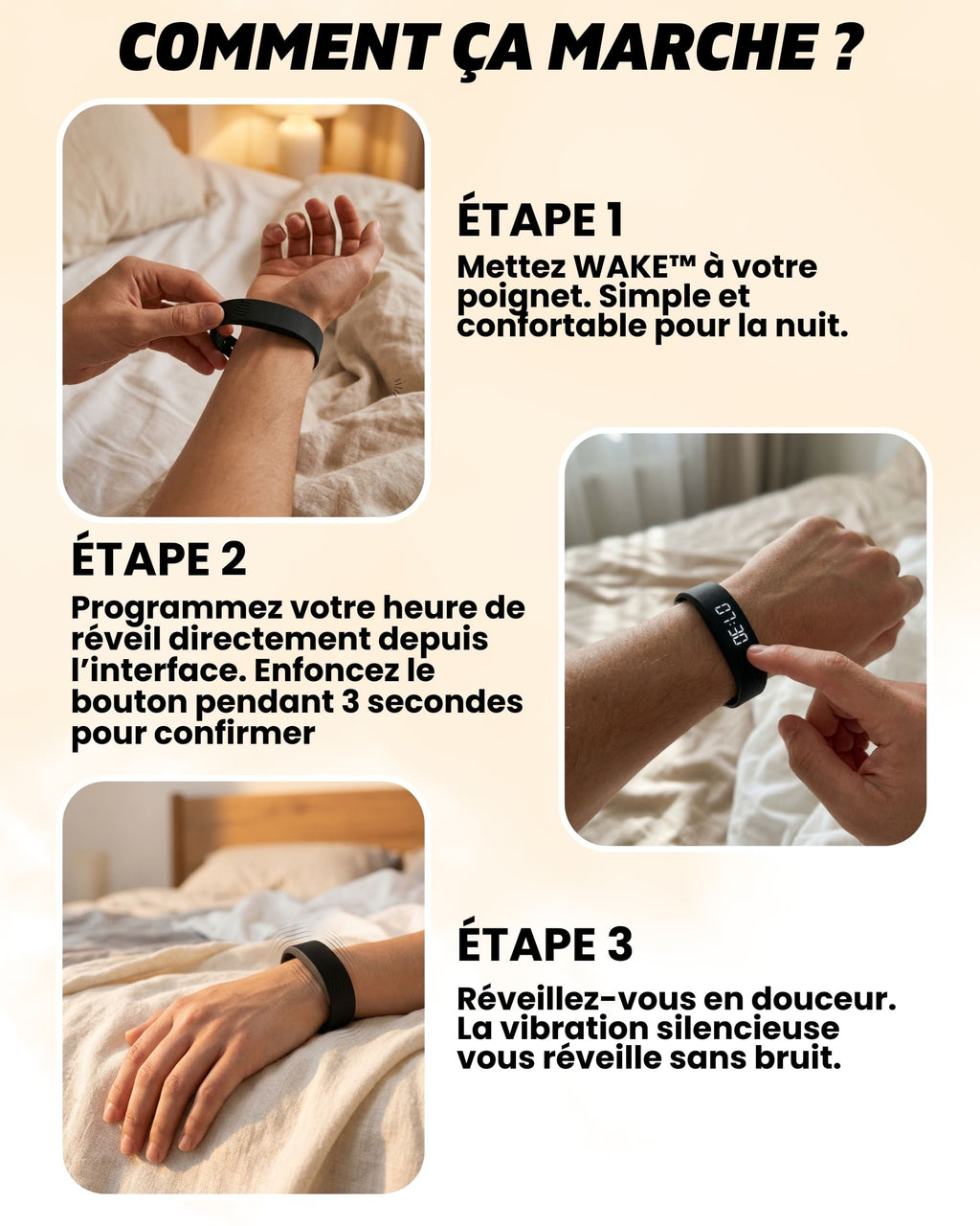 WAKE™ - Le réveil vibrant pour les adultes